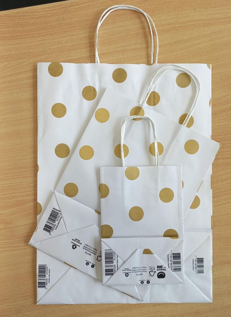 BOLSA REG.C/MJA.14x08x20cm.GOLDEN DOTS